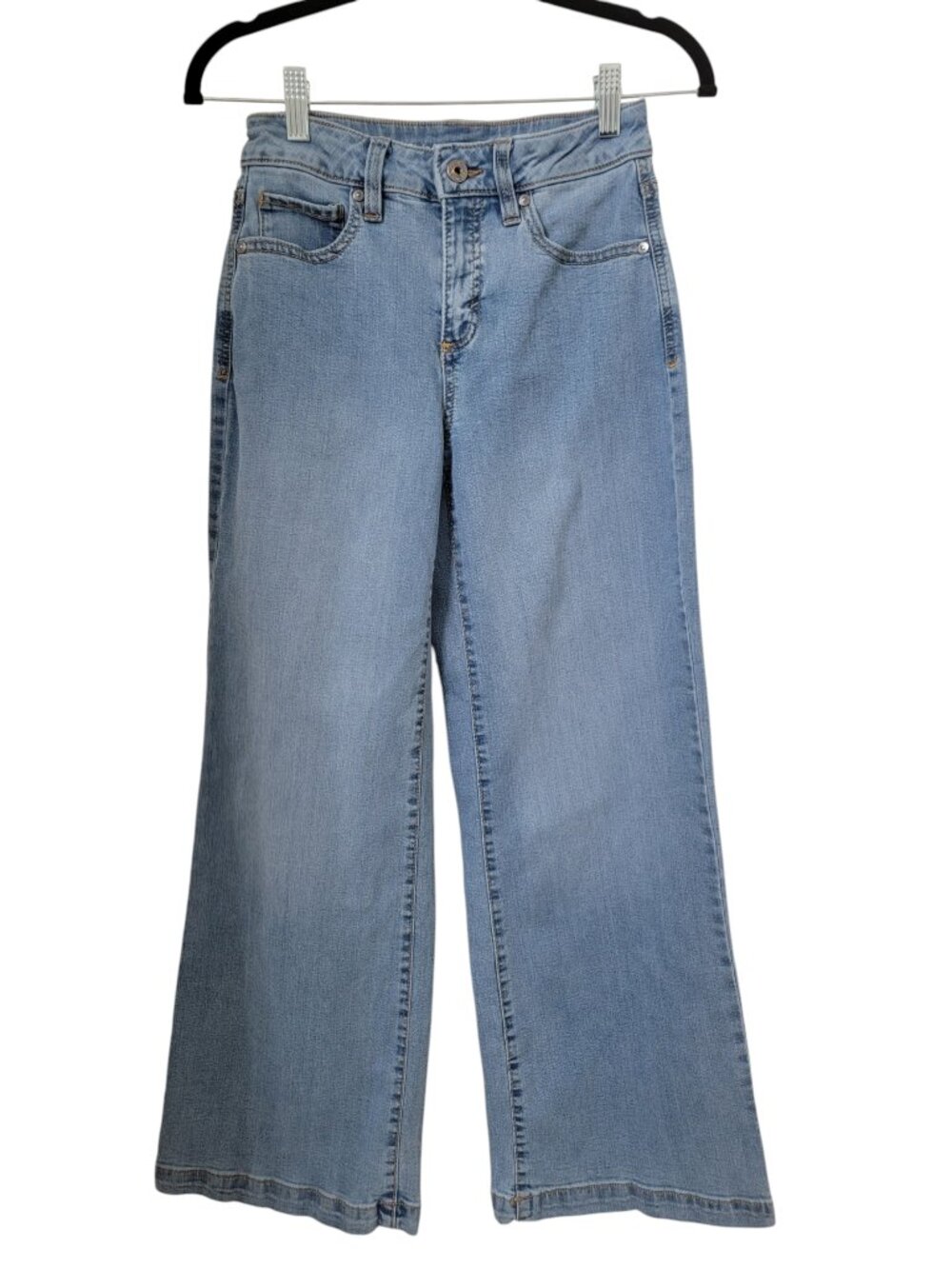 Style & Co Size 2P 5 Pocket Wide Leg Denim Blue Jeans